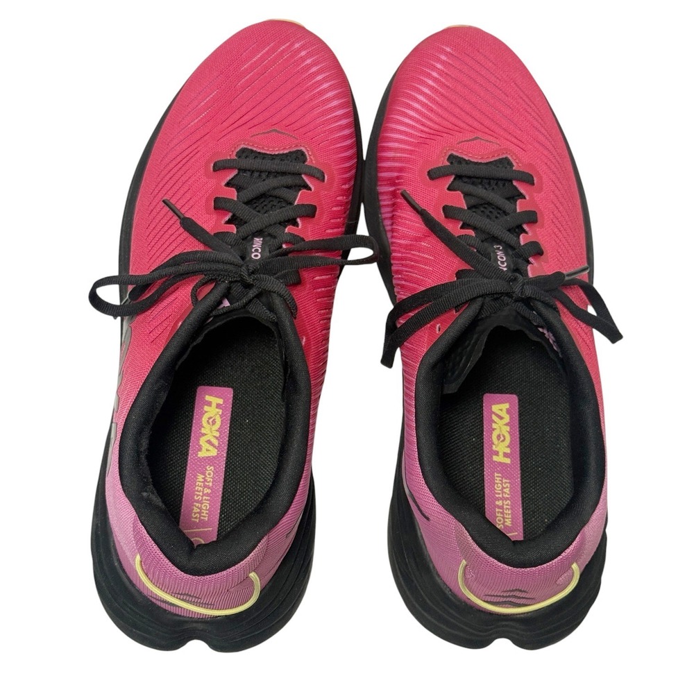 HOKA Rincon 3 Raspberry Pink Black Lightweight Running Shoes Sneakers Size 10.5B - Picture 8 of 14